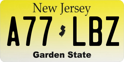 NJ license plate A77LBZ