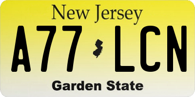 NJ license plate A77LCN