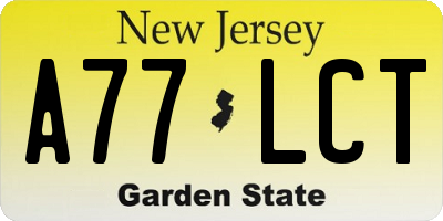 NJ license plate A77LCT