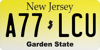 NJ license plate A77LCU