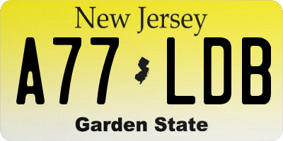 NJ license plate A77LDB
