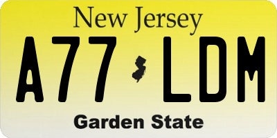 NJ license plate A77LDM