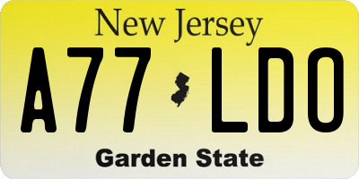 NJ license plate A77LDO