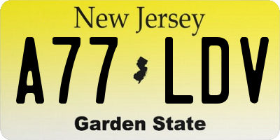 NJ license plate A77LDV