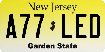 NJ license plate A77LED