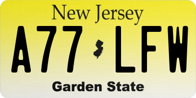 NJ license plate A77LFW