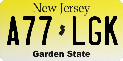 NJ license plate A77LGK
