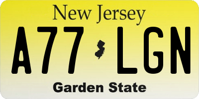 NJ license plate A77LGN