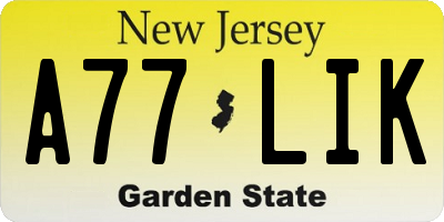 NJ license plate A77LIK