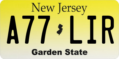 NJ license plate A77LIR
