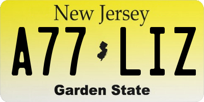 NJ license plate A77LIZ