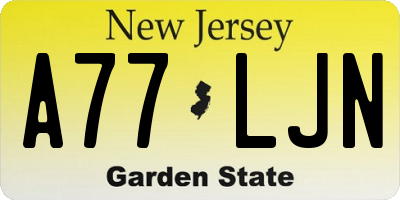 NJ license plate A77LJN