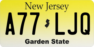 NJ license plate A77LJQ