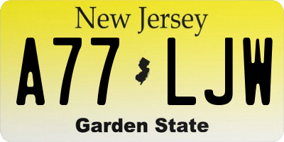 NJ license plate A77LJW