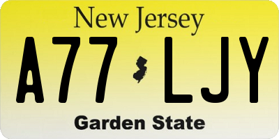 NJ license plate A77LJY