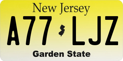 NJ license plate A77LJZ