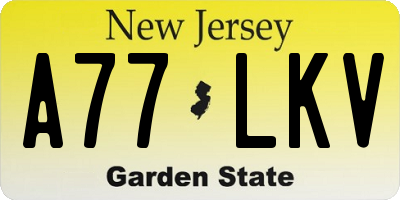 NJ license plate A77LKV