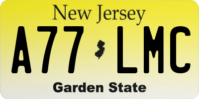 NJ license plate A77LMC