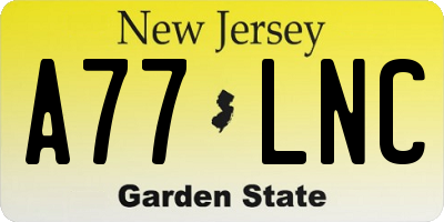 NJ license plate A77LNC
