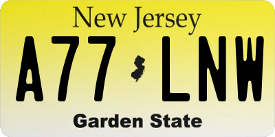 NJ license plate A77LNW