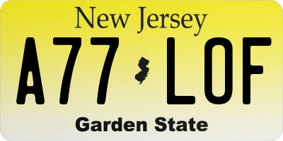 NJ license plate A77LOF