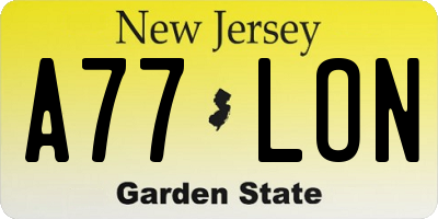 NJ license plate A77LON