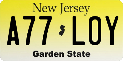 NJ license plate A77LOY