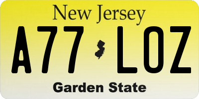 NJ license plate A77LOZ