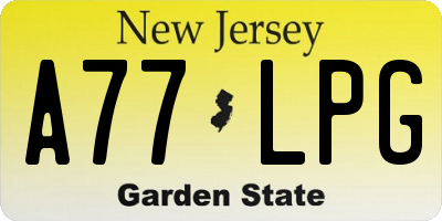 NJ license plate A77LPG