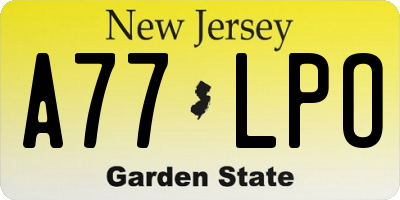 NJ license plate A77LPO