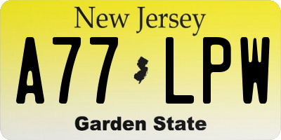 NJ license plate A77LPW