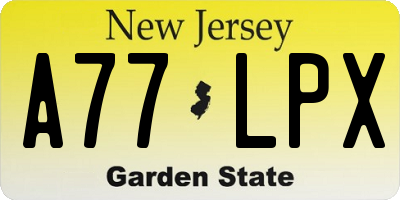 NJ license plate A77LPX