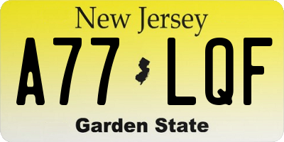 NJ license plate A77LQF