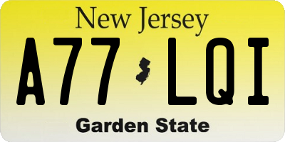 NJ license plate A77LQI