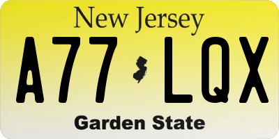 NJ license plate A77LQX