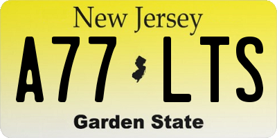 NJ license plate A77LTS