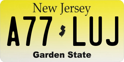 NJ license plate A77LUJ