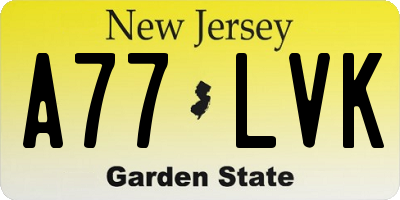 NJ license plate A77LVK