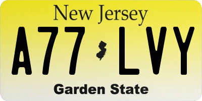 NJ license plate A77LVY