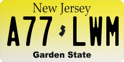 NJ license plate A77LWM