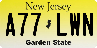 NJ license plate A77LWN