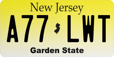 NJ license plate A77LWT
