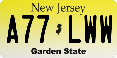 NJ license plate A77LWW