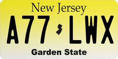 NJ license plate A77LWX