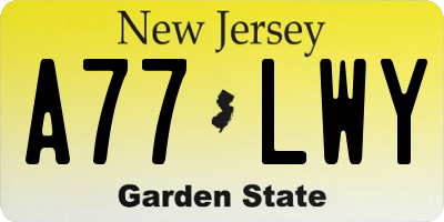 NJ license plate A77LWY