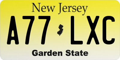 NJ license plate A77LXC