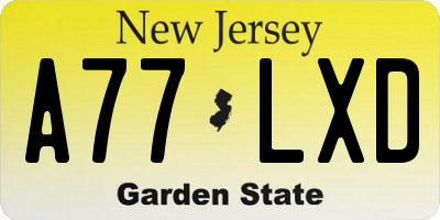 NJ license plate A77LXD