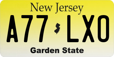 NJ license plate A77LXO