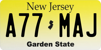 NJ license plate A77MAJ