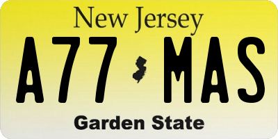NJ license plate A77MAS